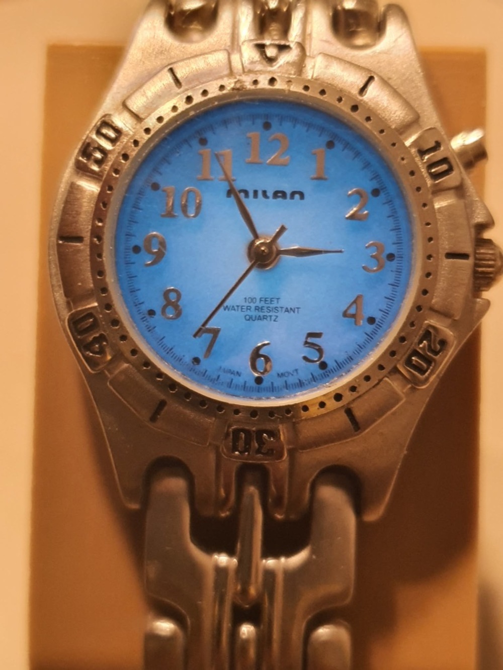 ADVANCE MILAN Women's Silver Water Resistant Divers Watch with Bright Blue Dial